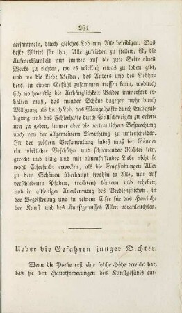 Ueber die Gefahren junger Dichter