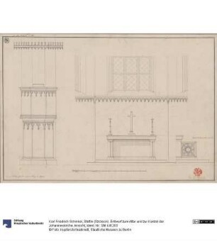 Stettin (Szczecin). Entwurf zum Altar und zur Kanzel der Johanneskirche. Ansicht