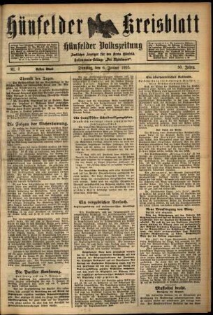 Erste Ausgabe vom Dienstag, den 06. Januar 1925.