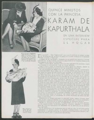 Quince minutos con la princesa Karam de Kapurthala en una interview especial para El Hogar : Reportaje