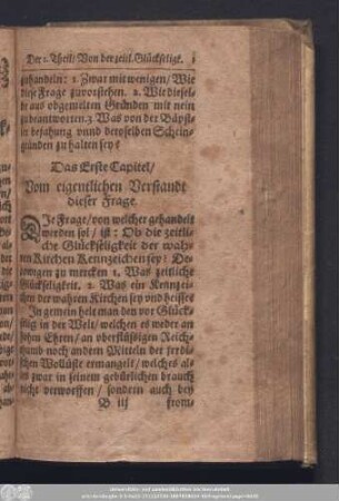 Das erste Capitel/ Vom eigentlichen Verstandt dieser Frage.