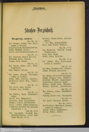 Häuserbuch : Straßen-Verzeichniß