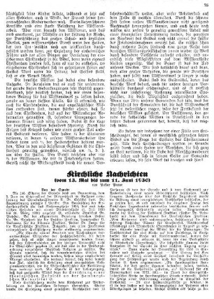 Kirchliche Nachrichten : vom 13. Mai bis zum 11. Juni 1930