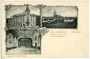 Oschatz. Amtshof - Blick auf die Stadt und Dom