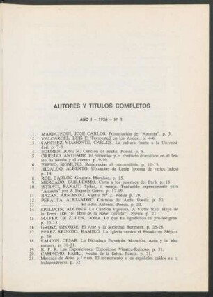 Autores y títulos completos