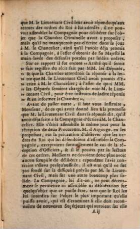 Lettre, Qui contient le récit des Actes de réclamation, faits par Messieurs du Châtelet contre l'établissement de la Chambre Royale pendant le mois de Décembre 1753