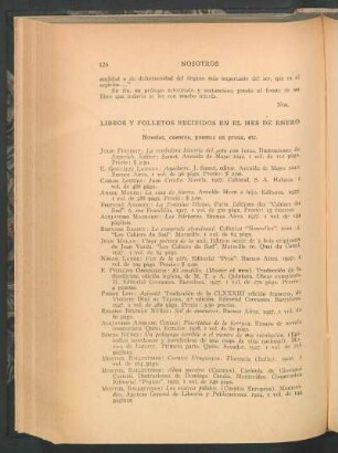 Libros y folletos recibidos en el mes de Enero