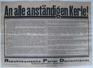 Maueranschlag mit den Zielen der Republikanischen Partei Deutschlands