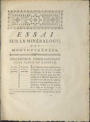 Description Minéralogique D'Une Partie Du Labourd.