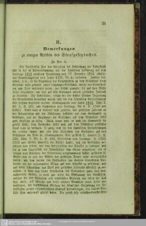 II. Bemerkungen zu einigen Artikeln des Strafgesetzbuches