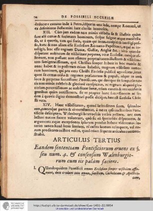 ARTICULUS TERTIUS Eandem sententiam Pontificiorum eruens ex ...