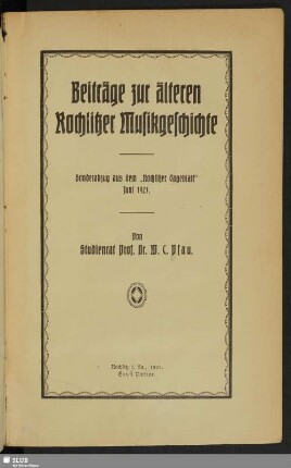 Beiträge zur älteren Rochlitzer Musikgeschichte