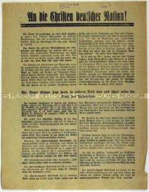 Flugblatt der NSDAP gegen den Christlich-Sozialen Volksdienst und Aufruf zur Stadtverordnetenwahl in Stuttgart