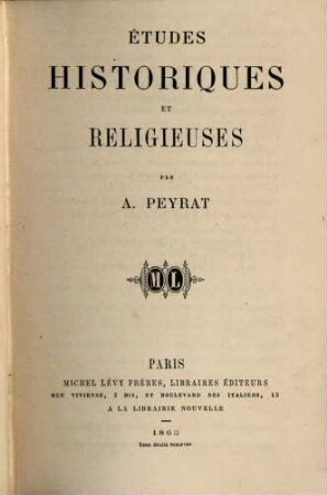 Études historiques et religieuses