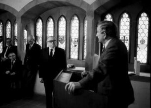 Freiburg: Gerichtslaube, Verabschiedung Stadtarchivar [Franz] Laubenberger, Amtseinführung [Hans] Schadek