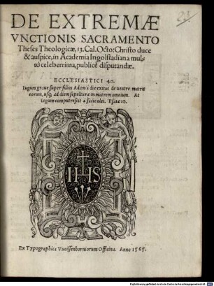 De Extremae Vnctionis Sacramento : Theses Theologicae