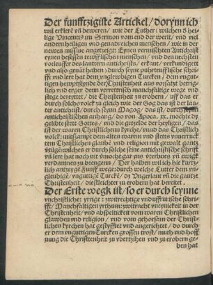 Der funfftzigiste Artickel/ dorynn ich wil erkleren und beweren/ wie der Luther ... durch seyne puhrteufflische schrifft und lere ...