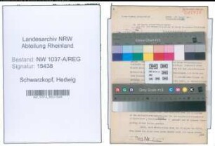 Entnazifizierung Hedwig Schwarzkopf , geb. 28.01.1901 ()