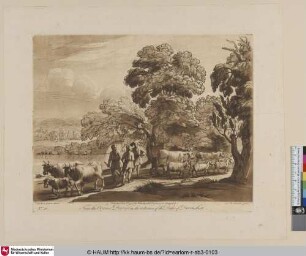 [Landschaft mit Waldausgang und drei Hirten]