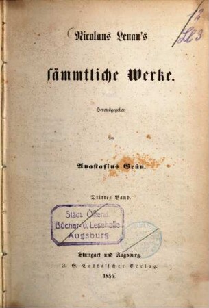 Nicolaus Lenau's sämmtliche Werke, 3