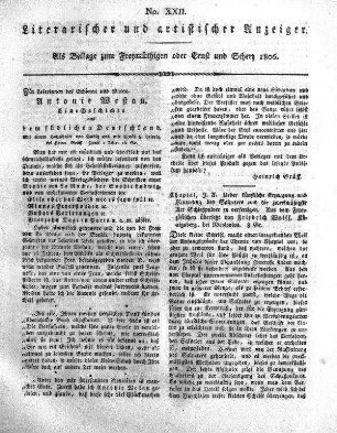 Literarischer und artistischer Anzeiger, No. XXII.