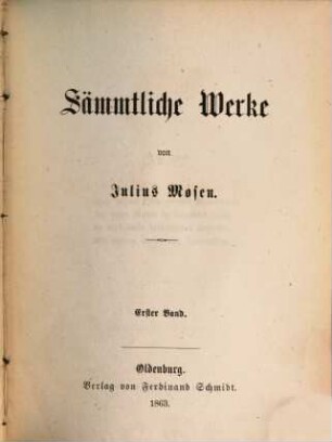 Sämtliche Werke : von Julius Mosen, 1