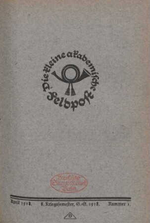 1918: kleine akademische Feldpost