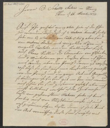 Brief an B. Schott's Söhne : 06.11.1833