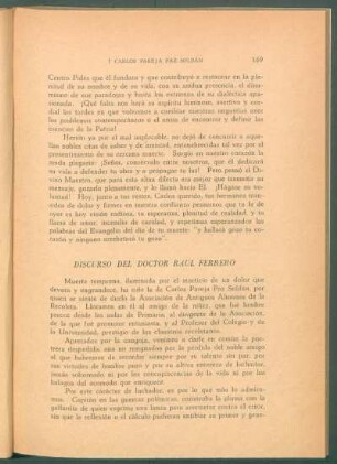 Discurso del Doctor Raúl Ferrero