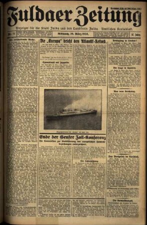 Erste Ausgabe vom Mittwoch, den 26. März 1930.