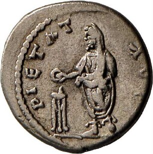 Denar des Septimius Severus mit Darstellung des opfernden Kaisers