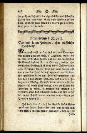 Neunzehntes Kapitel. Von dem kalten Podagra, ohne wässerichte Geschwulst.