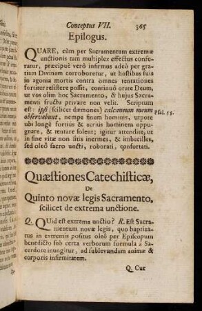 365-368, Quaestiones Catechisticae, De Quinto novae legis Sacramento, scilicet de extrema unctione.