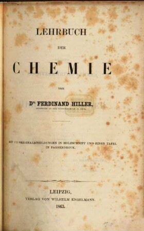 Lehrbuch der Chemie : Mit 171 Originalzeichnungen in Holzschnitt u. 1 Tafel in Farbendruck
