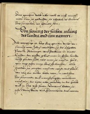 Von satzung der Fursten, teilung des landes, und ihren namen