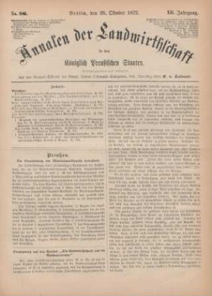 No. 86. Berlin, den 26. Oktober 1872. XII. Jahrgang.