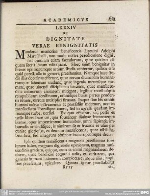 LXXXIV De Dignitate Verae Benignitatis