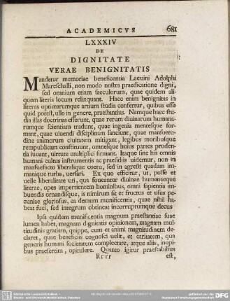LXXXIV De Dignitate Verae Benignitatis