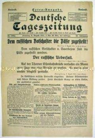 Extra-Ausgabe der "Deutschen Tageszeitung" zur Ausweisung des russischen Botschafters