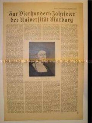 Sonderdruck der "Oberhessischen Zeitung" zur 400-Jahrfeier der Universität Marburg