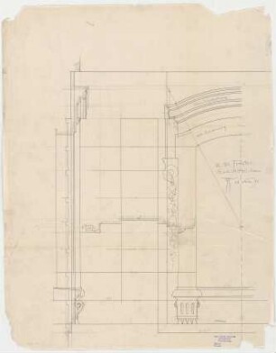 Thiersch, Friedrich von; München; Justizpalast - Fenster im Südmittelbau 3. OG (Teilansicht, Schnitte)