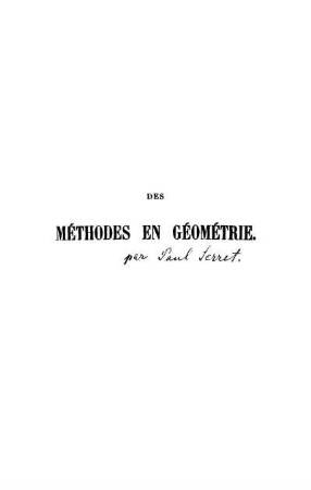 Des méthodes en géométrie