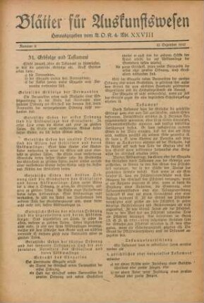 9.1917: Blätter für Auskunftswesen