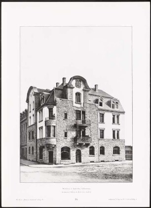 Wohnhaus Falchestraße, Karlsruhe: Ansicht (aus: Moderne Neubauten, 4.Jg., 1898ff, hrsg. W. Kick)