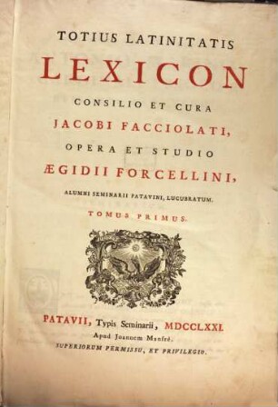 Totius latinitatis lexicon. 1