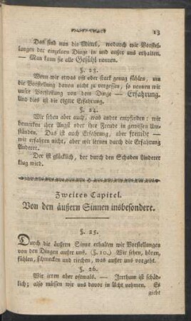 Zweites Capitel. Von den äußern Sinnen insbesondere