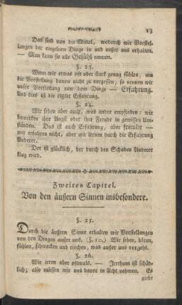 Zweites Capitel. Von den äußern Sinnen insbesondere