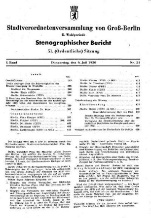 Nr. 51, 6. Juli 1950, Ordentliche Sitzung