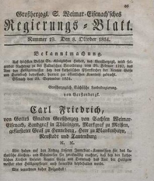 Nr. 19 : 9. Oktober 1834