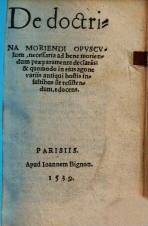 De doctrina moriendi opusculum